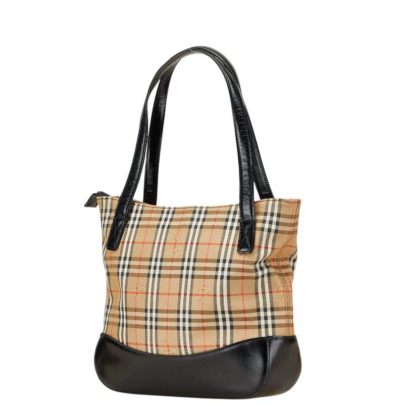 バーバリー ノバチェック シャドーホース ハンドバッグ ベージュ ブラック マルチカラー キャンバス レザー レディース BURBERRY 【中古】