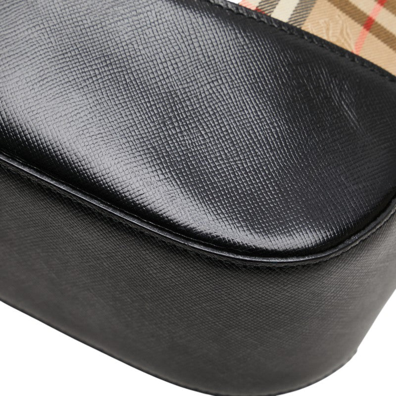 バーバリー ノバチェック シャドーホース ハンドバッグ ベージュ ブラック マルチカラー キャンバス レザー レディース BURBERRY 【中古】