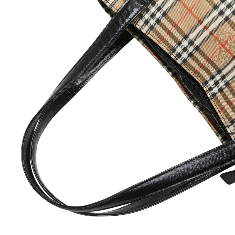 バーバリー ノバチェック シャドーホース ハンドバッグ ベージュ ブラック マルチカラー キャンバス レザー レディース BURBERRY 【中古】