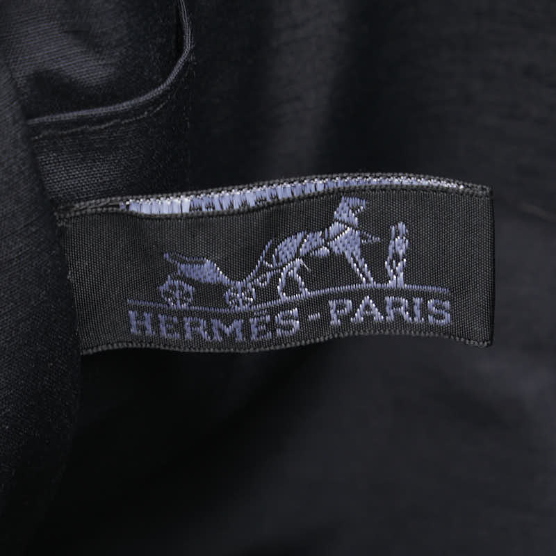 エルメス エールライン セカンドポーチMM ポーチ グレー ブラック キャンバス レディース HERMES 【中古】