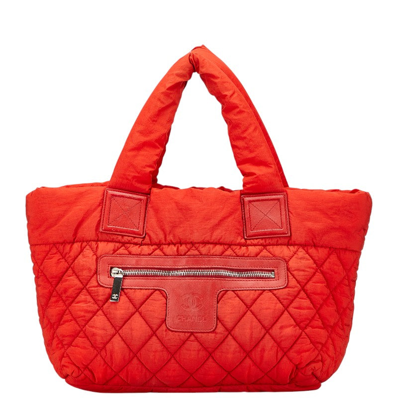 シャネル ココマーク コココクーン リバーシブル キルティング ハンドバッグ トートバッグ レッド ナイロン レディース CHANEL 【中古】