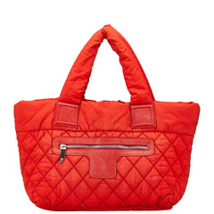 シャネル ココマーク コココクーン リバーシブル キルティング ハンドバッグ トートバッグ レッド ナイロン レディース CHANEL 【中古】