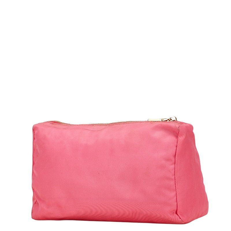 プラダ 三角ロゴプレート ポーチ ピンク ナイロン レディース PRADA 【中古】