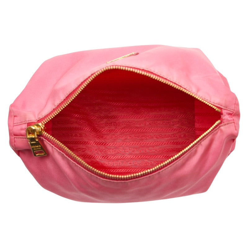 プラダ 三角ロゴプレート ポーチ ピンク ナイロン レディース PRADA 【中古】