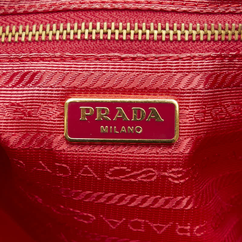 プラダ 三角ロゴプレート ポーチ ピンク ナイロン レディース PRADA 【中古】