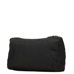 プラダ 三角ロゴプレート ポーチ ブラック ナイロン レディース PRADA 【中古】