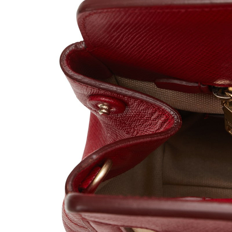 プラダ ハンドバッグ ショルダーバッグ 2WAY BN2595 ベージュ レッド キャンバス サフィアーノレザー レディース PRADA 【中古】