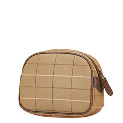 バーバリー チェック ポーチ カーキ 玉虫色 キャンバス レディース BURBERRY 【中古】