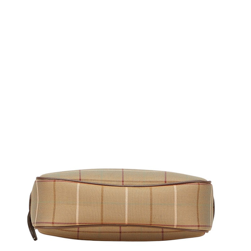 バーバリー チェック ポーチ カーキ 玉虫色 キャンバス レディース BURBERRY 【中古】