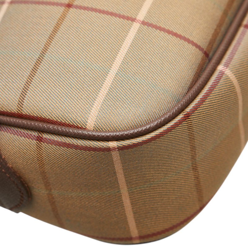 バーバリー チェック ポーチ カーキ 玉虫色 キャンバス レディース BURBERRY 【中古】