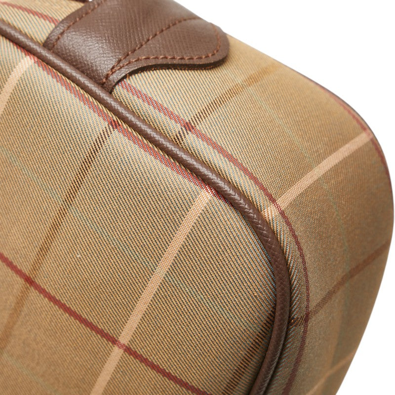 バーバリー チェック ポーチ カーキ 玉虫色 キャンバス レディース BURBERRY 【中古】