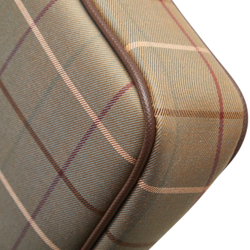 バーバリー チェック クラッチバッグ カーキグリーン ブラウン キャンバス レザー レディース BURBERRY 【中古】