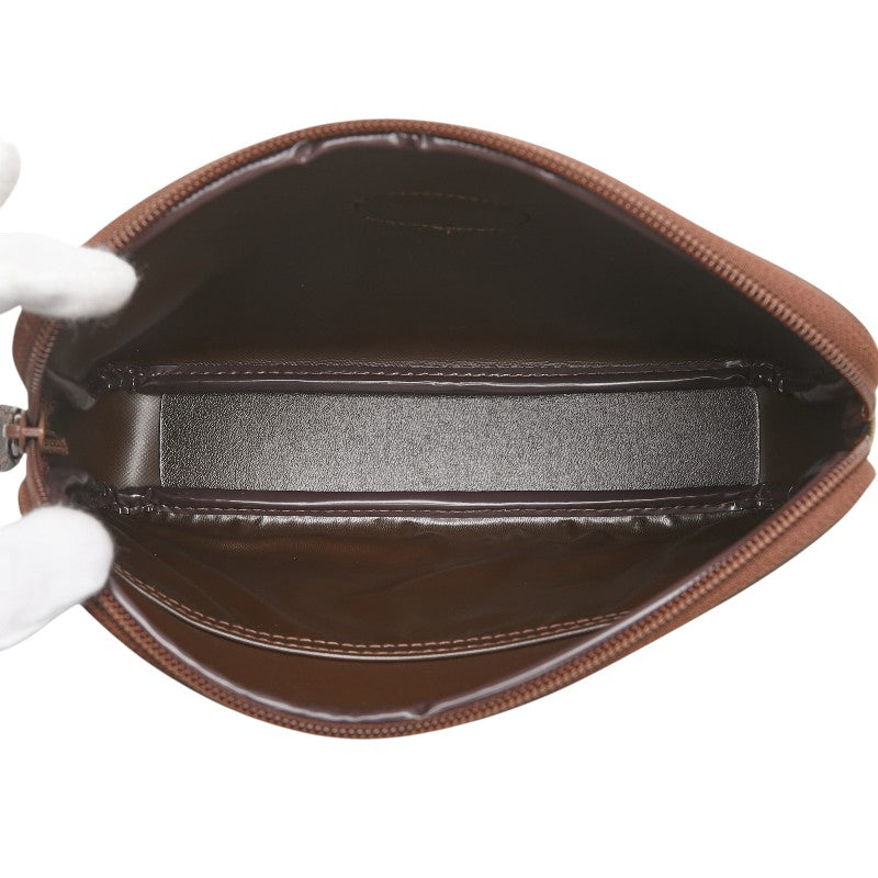 バーバリー チェック クラッチバッグ カーキグリーン ブラウン キャンバス レザー レディース BURBERRY 【中古】