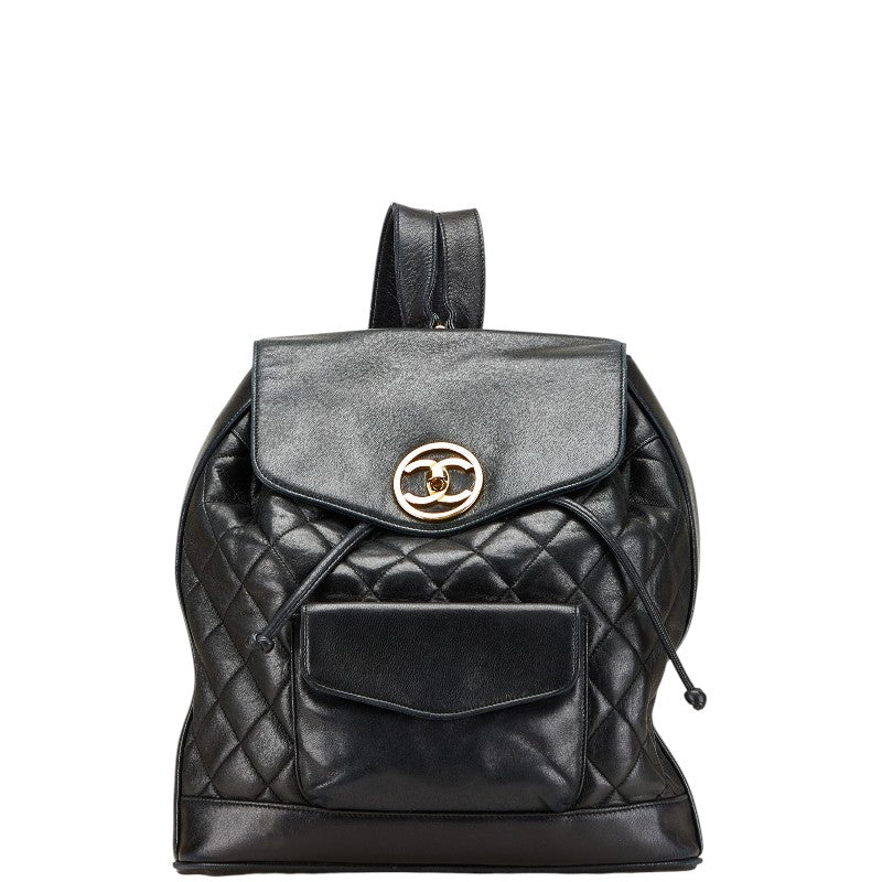 シャネル ココマーク マトラッセ リュック バックパック ブラック ラムスキン レディース CHANEL 【中古】