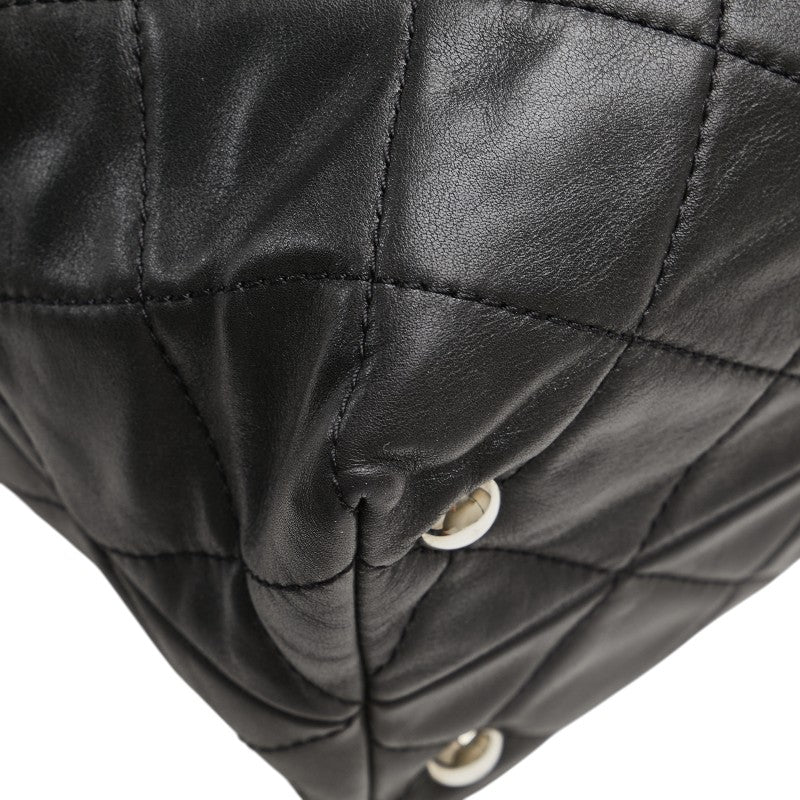シャネル ココマーク マトラッセ ラージ チェーン トートバッグ ブラック ラムスキン レディース CHANEL 【中古】