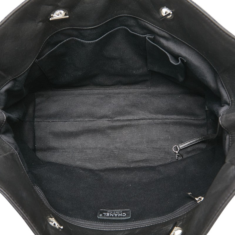 シャネル ココマーク マトラッセ ラージ チェーン トートバッグ ブラック ラムスキン レディース CHANEL 【中古】