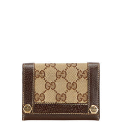 グッチ GGキャンバス 名刺入れ 154165 ベージュ ブラウン キャンバス レザー レディース GUCCI 【中古】