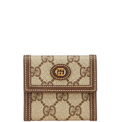 グッチ GGスプリーム コインケース 小銭入れ 030 149 0905 ベージュ ブラウン PVC レザー レディース GUCCI 【中古】