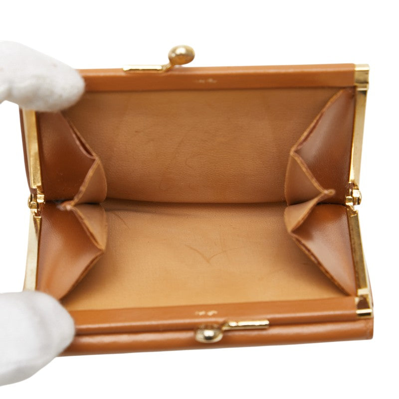 セリーヌ マカダム がま口 三つ折り財布 ベージュ ブラウン PVC レザー レディース CELINE 【中古】