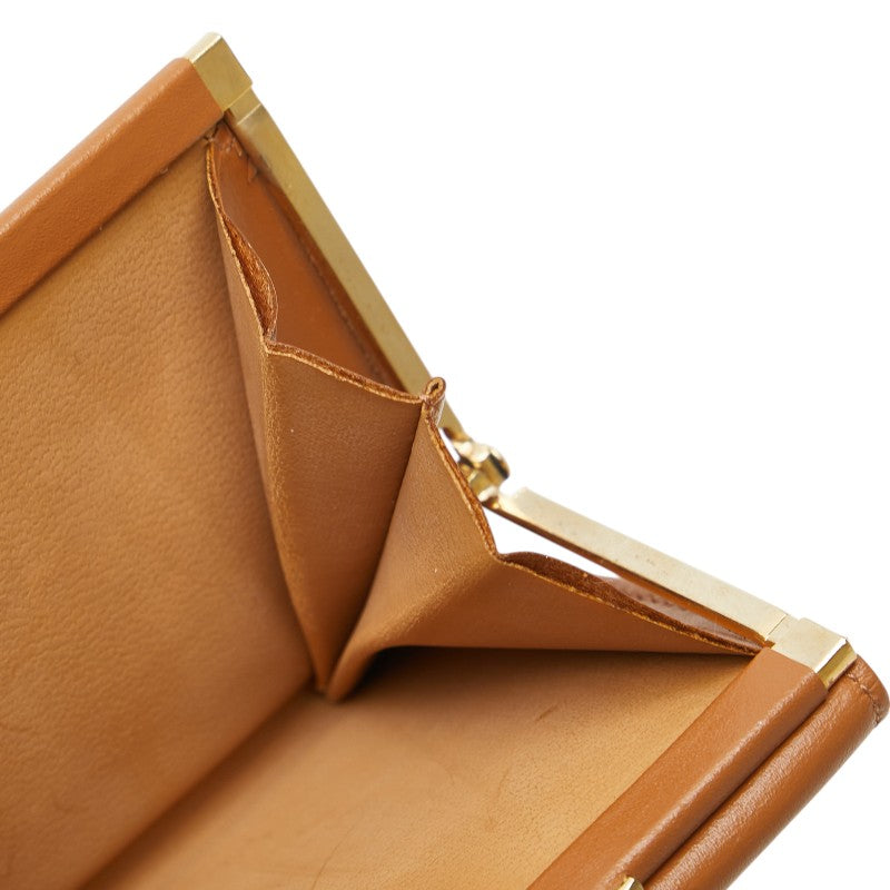 セリーヌ マカダム がま口 三つ折り財布 ベージュ ブラウン PVC レザー レディース CELINE 【中古】