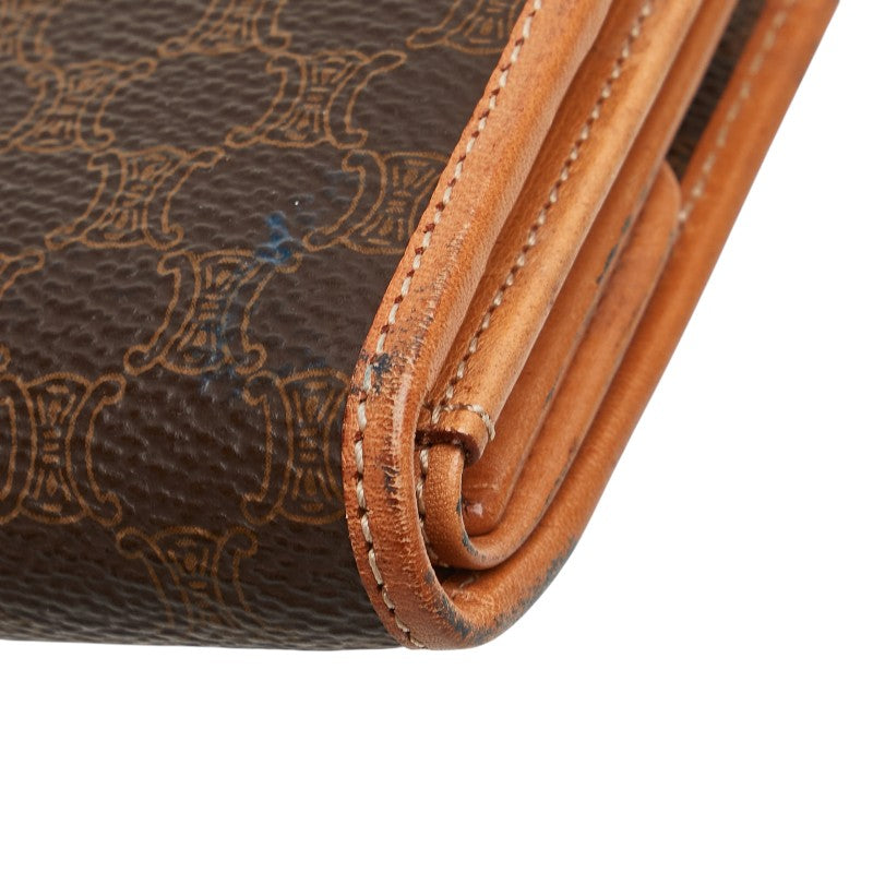 セリーヌ マカダム 長財布 ブラウン PVC レザー レディース CELINE 【中古】