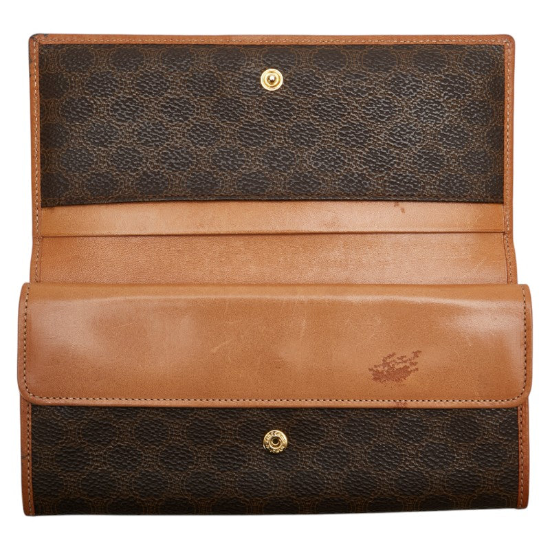 セリーヌ マカダム 長財布 ブラウン PVC レザー レディース CELINE 【中古】