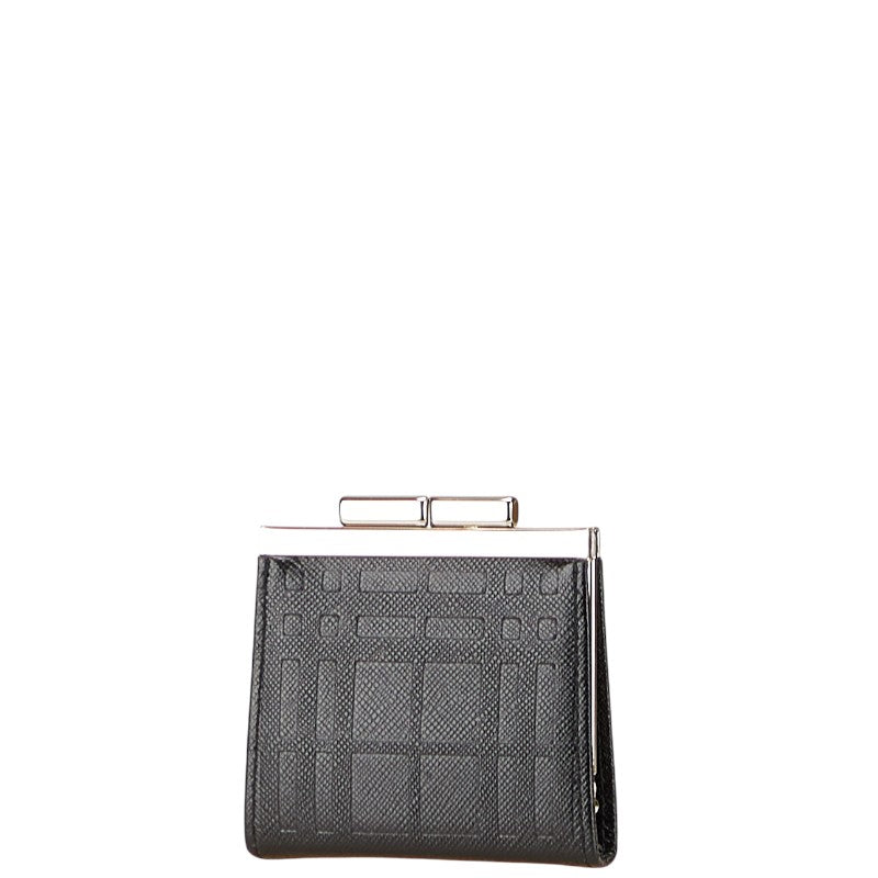 バーバリー エンボスチェック ノバチェック コインケース がま口 小銭入れ ブラック PVC レザー レディース BURBERRY 【中古】