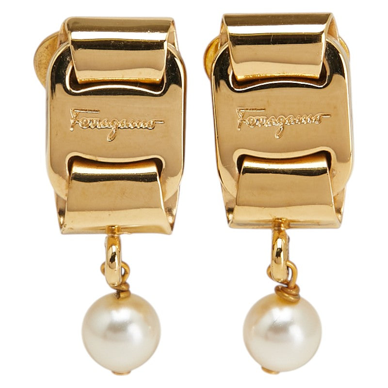 サルヴァトーレフェラガモ ヴァラ パール イヤリング ゴールド メッキ レディース Salvatore Ferragamo 【中古】