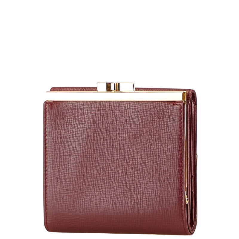 カルティエ マストライン 三つ折り財布 ワインレッド ボルドー レザー レディース CARTIER 【中古】
