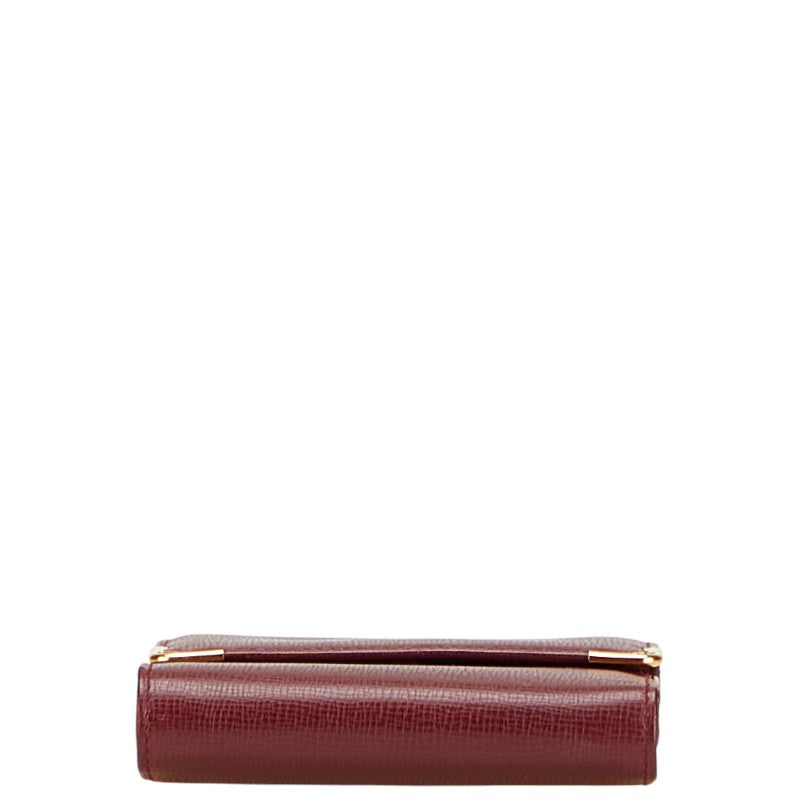 カルティエ マストライン 三つ折り財布 ワインレッド ボルドー レザー レディース CARTIER 【中古】