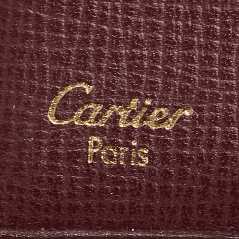 カルティエ マストライン 三つ折り財布 ワインレッド ボルドー レザー レディース CARTIER 【中古】