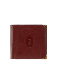 カルティエ マストライン 札入れ ワインレッド ボルドー レザー レディース CARTIER 【中古】