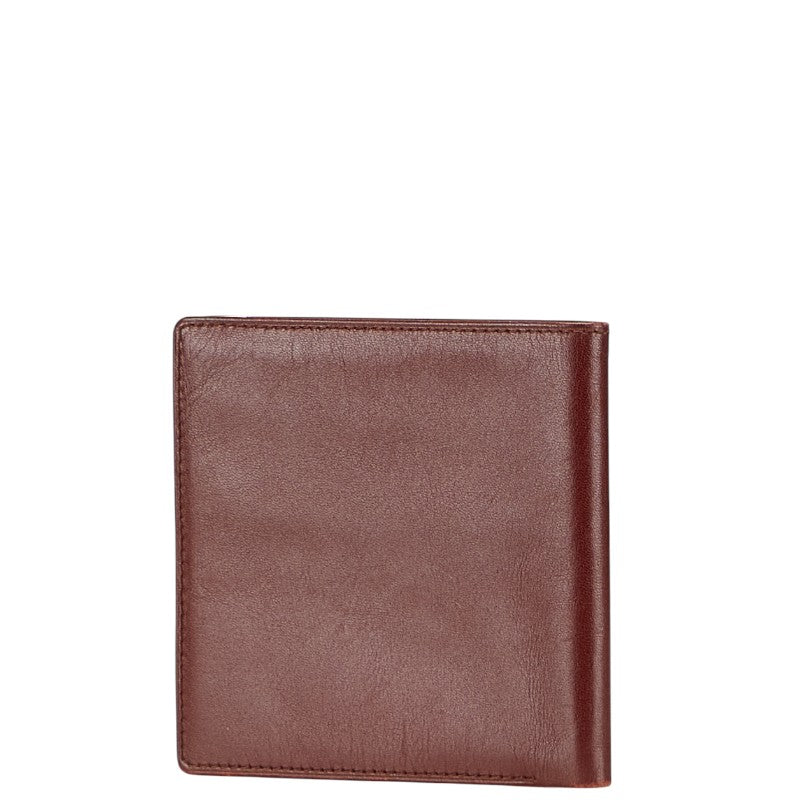 カルティエ マストライン 札入れ ワインレッド ボルドー レザー レディース CARTIER 【中古】