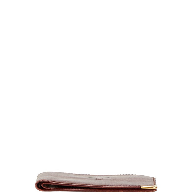 カルティエ マストライン 札入れ ワインレッド ボルドー レザー レディース CARTIER 【中古】