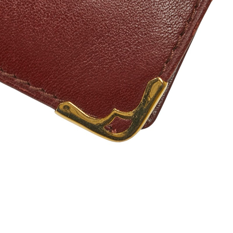 カルティエ マストライン 札入れ ワインレッド ボルドー レザー レディース CARTIER 【中古】