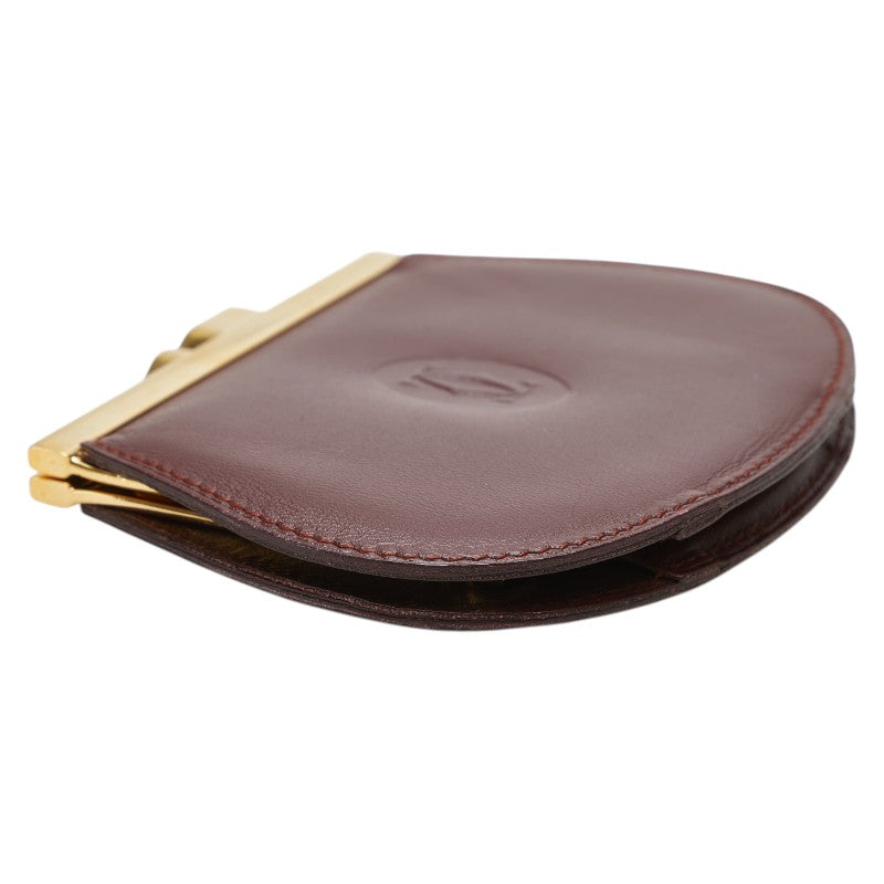 カルティエ マストライン コインケース 小銭入れ ワインレッド ボルドー レザー レディース CARTIER 【中古】