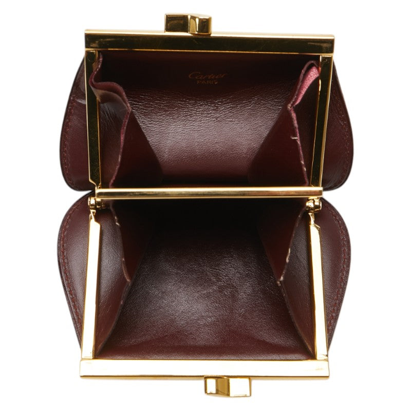 カルティエ マストライン コインケース 小銭入れ ワインレッド ボルドー レザー レディース CARTIER 【中古】