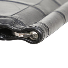 バレンシアガ クロコ型押し キャッシュ スクエアウォレット ビルクリップ 札入れ 二つ折り財布 ブラック レザー レディース BALENCIAGA 【中古】