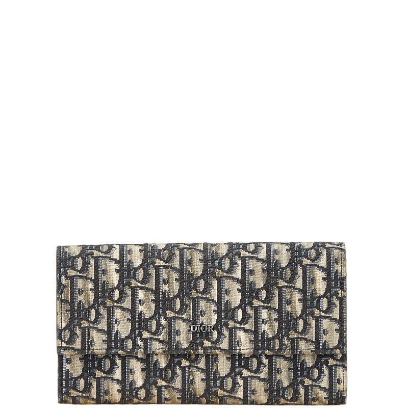 ディオール トロッター 長財布 ベージュ ブラック キャンバス レザー レディース Dior 【中古】