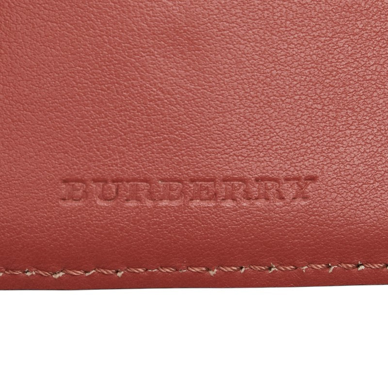 バーバリー ノバチェック 二つ折り財布 ベージュ ピンク PVC レザー レディース BURBERRY 【中古】