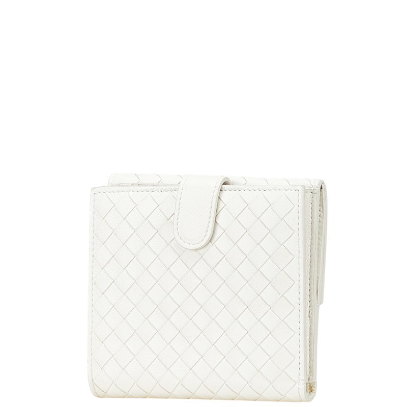 ボッテガヴェネタ イントレチャート 二つ折り財布 ホワイト レザー レディース BOTTEGAVENETA 【中古】