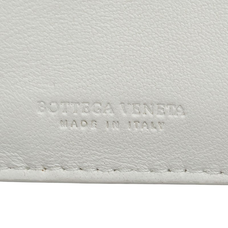 ボッテガヴェネタ イントレチャート 二つ折り財布 ホワイト レザー レディース BOTTEGAVENETA 【中古】