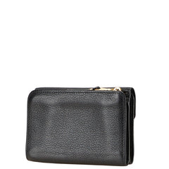 ミュウミュウ ロゴ 二つ折り財布 ブラック レザー レディース MIUMIU 【中古】