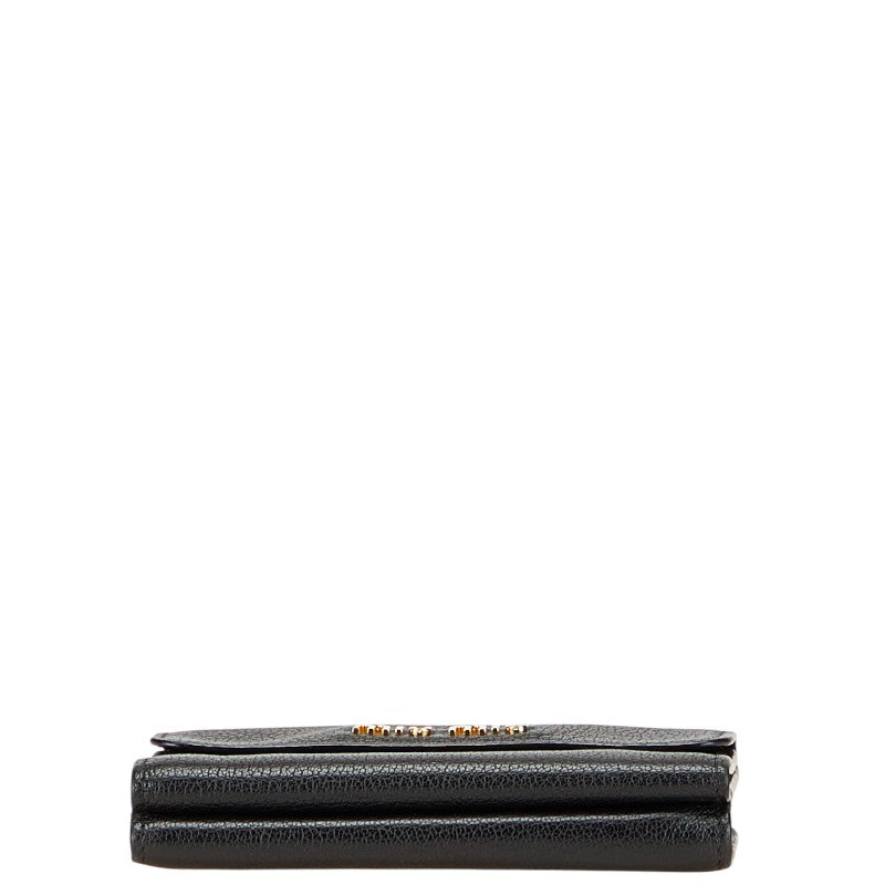 ミュウミュウ ロゴ 二つ折り財布 ブラック レザー レディース MIUMIU 【中古】