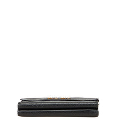 ミュウミュウ ロゴ 二つ折り財布 ブラック レザー レディース MIUMIU 【中古】