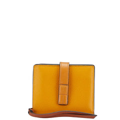 ロエベ アナグラム 二つ折り財布 イエロー ブラウン レザー レディース LOEWE 【中古】