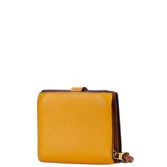ロエベ アナグラム 二つ折り財布 イエロー ブラウン レザー レディース LOEWE 【中古】