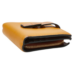 ロエベ アナグラム 二つ折り財布 イエロー ブラウン レザー レディース LOEWE 【中古】