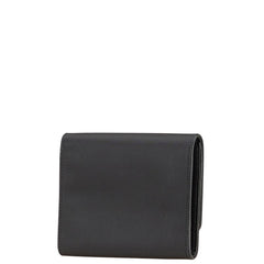 プラダ ロゴ 三つ折り財布 ブラック ナイロン レザー レディース PRADA 【中古】