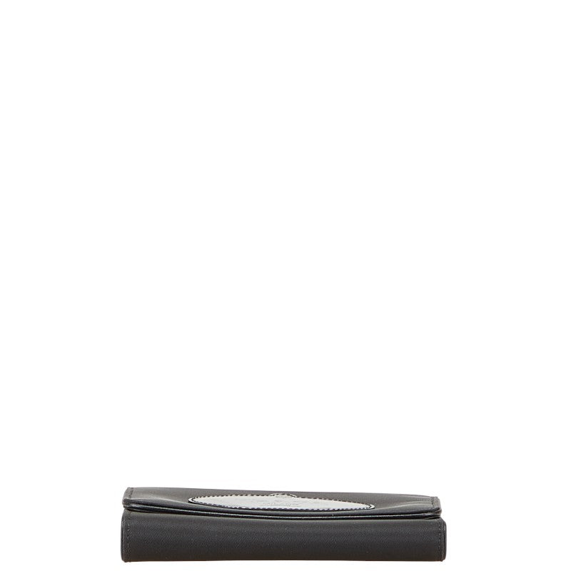 プラダ ロゴ 三つ折り財布 ブラック ナイロン レザー レディース PRADA 【中古】